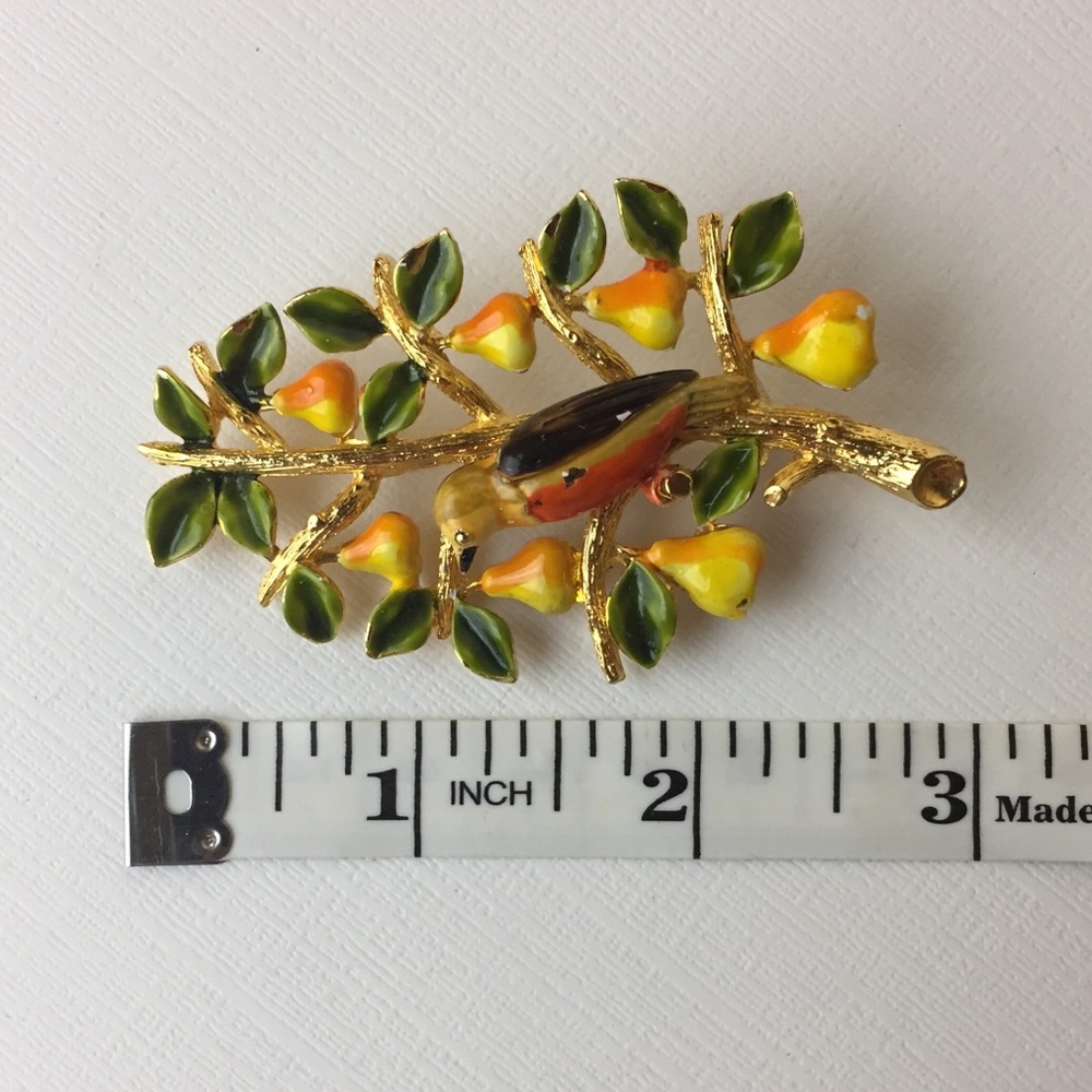 Vintage Cadoro Partridge In A Pear Tree Brooch - Picture 6 of 8